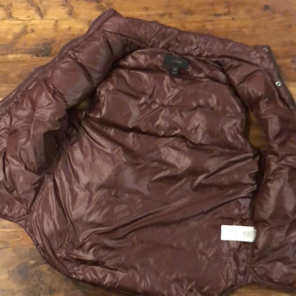 J. Crew Puffer Vest Shiny Maroon Cranberry XS
